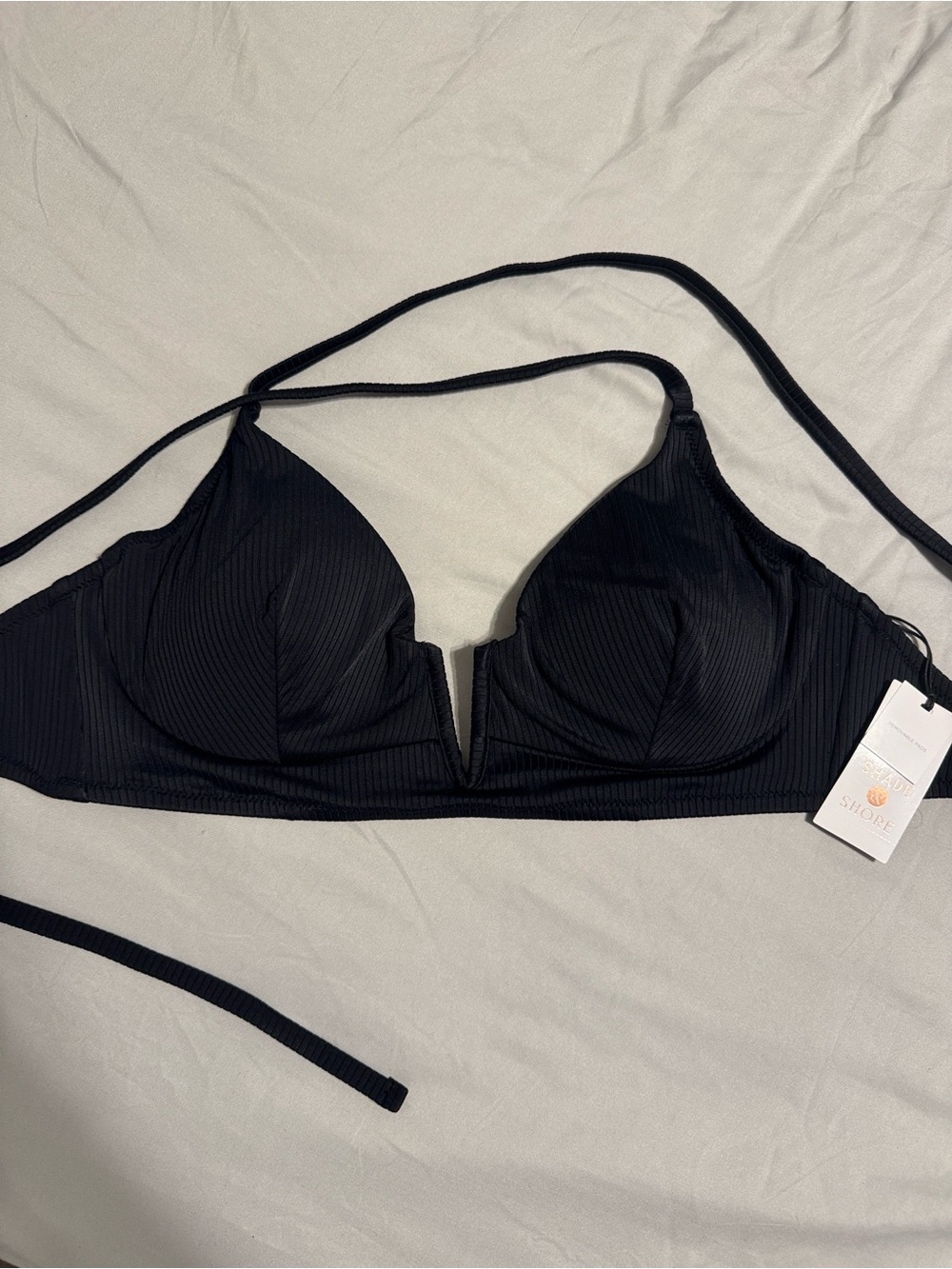 a new day Black Ribbed V-Wire Bikini Top